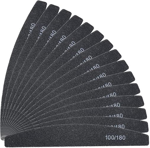 URAQT Professionelle Nagelfeile, 16 Stück, doppelseitig, Feile 100/180, waschbar, für Nägel, Friseursalon, Haustiere (schwarz) - Image 1