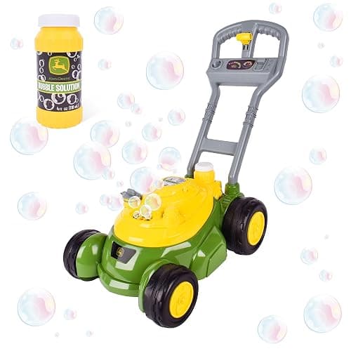 John Deere Bubble Lawn Mower for Toddlers, Bubble Blowing Machines, Indoor and Outdoor Gardening Toy, Birthday, Party Favor for Preschool Girls and Boys, No Batteries Required, 2+ - Image 1