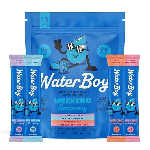 Waterboy - Weekend Recovery, Variety Pack, Sugar Free Electrolytes Powder Drink Mix - 12ct Hydration Packets - Image 1