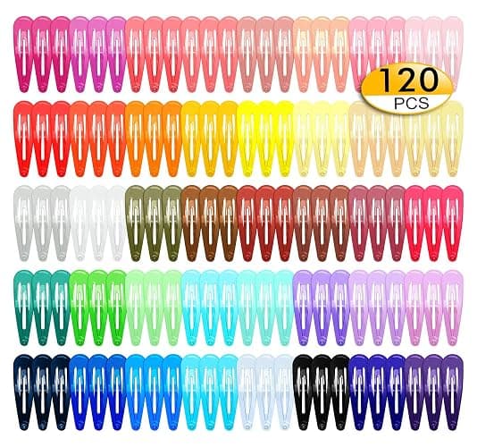 120 Pack Colorful Metal Snap Hair Clips, 2 Inch Barrettes in 40 Assorted Candy Colors, Non-Slip Hair Accessories for Kids Teens Women - Image 1