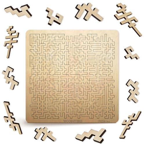 WOODSTERS Mind Bending Wooden Jigsaw Puzzle - Difficult Challenging Impossible Puzzles for Adults, Advanced Hard Jigsaw Puzzles - Aztec Labyrinth - 130 Pieces - Image 1