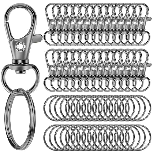 60PCS Keychain Making Kit, Including 30PCS Keychains Clips Hooks and 30PCS Key Chain Rings, Lobster Claw Clasps with Keychains Rings Accessories for Crafts, Gun Black - Image 1