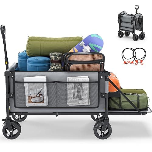 YITAHOME 150L Heavy-Duty Collapsible Folding Utility Wagon, 45'' Extra Long Beach Cart with Folding Tailgate, 265Lbs Capacity, All-Terrain Wheels for Sports, Shopping, and Camping - Image 1