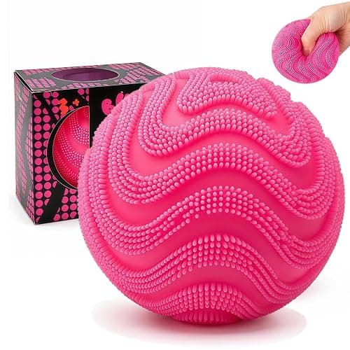 Fuzz Ball Squishy Stress Ball, Squishy Stress Relief Fuzzball, Slow Rising Memory Foam Squishy Fidget Fuzz Balls, Adults Anxiety Squeeze Toys (Pink) - Image 1