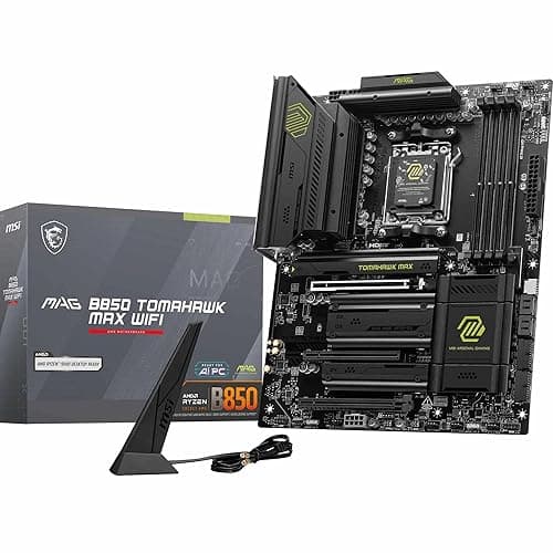 MSI MAG B850 Tomahawk MAX WiFi Motherboard, ATX - Supports AMD Ryzen 9000/8000 / 7000 Processors, AM5-80A SPS VRM, DDR5 Memory Boost 8400+ MT/s (OC), PCIe 5.0 x16, M.2 Gen5, Wi-Fi 7, 5G LAN - Image 1