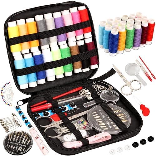 Sewing Kit Basic,Marcoon Needle and Thread Kit with Sewing Supplies and Accessories for Adults,Kids,Beginner,Home,Travel,Emergency Including Scissors,Measure Tape,Needle Threader and More - Image 1