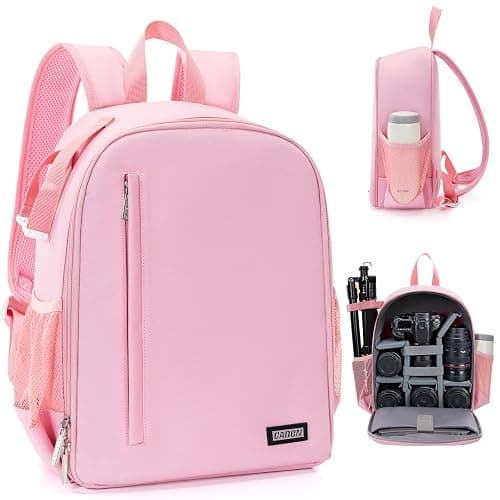 CADeN Camera Backpack Bag Professional for DSLR/SLR Mirrorless Camera Waterproof, Camera Case Compatible for Sony Canon Nikon Camera and Lens Tripod Accessories (Small, Pink) - Image 1