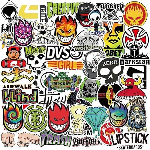 Skateboard Stickers 100Pcs/Pack Cool Waterproof Stickers for Laptop Water Bottle Suitcase Phone, Skateboarding Stickers Decal for Teens Boys Adults - Image 1