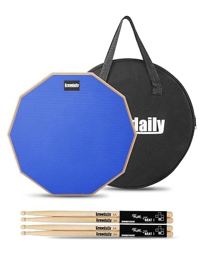 GrowDaily Drum Practice Pad for drumming drum pad and sticks 12 In,Sided With 2 Pairs/4 Maple 5A Drum Sticks & Storage Bag (Blue) - Image 1