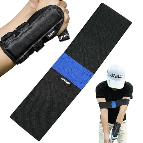 Arttodo Golf Training Kit with Arm Band & Wrist Strap, Golf Swing Training Aid to Correct Wrist Angle and Develop Muscle Memory for Beginner Golfers - Image 1