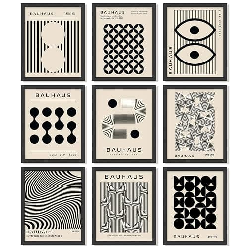 97 Decor Modern Bauhaus Poster - Mid Century Modern Wall Decor, Midcentury Geometric Wall Art, Bauhaus Abstract Wall Prints, Mid Century Artwork Minimalist Pictures For Bedroom (8x10 UNFRAMED) - Image 1