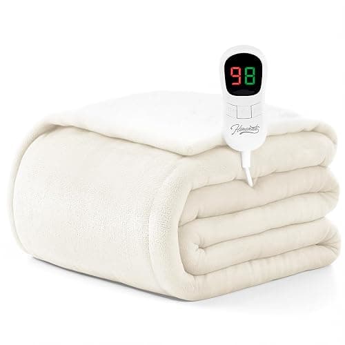 Homemate Heated Blanket Electric Throw - 50"x60" Heating Blanket Throw 1/2/4/6/8 Hours Auto-Off 10 Heat Level Over-Heat Protection Flannel Sherpa ETL Certification - Image 1