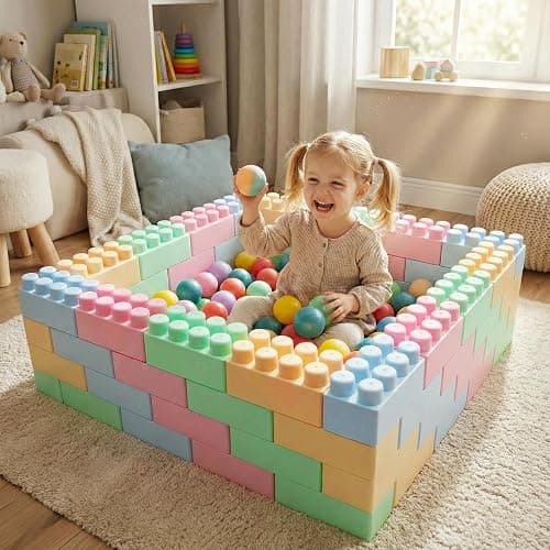 Costzon Big Building Blocks, 64 PCS Montessori Creative Blocks w/ 4 Colors for Kids STEM Education, Large DIY Construction Bricks for Boys Girls Toddlers Aged 18+ Months - Image 1