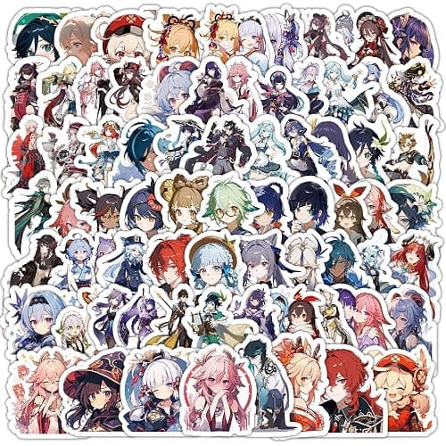 Genshin Impact Stickers for Water Bottle,200 PCS Cute Anime Cartoon Stickers Pack for Laptop Phone Skateboard Bicycle Suitcase Luggage Car Guitar,Waterproof Aesthetic Vinyl Stickers for Boys Girls - Image 1