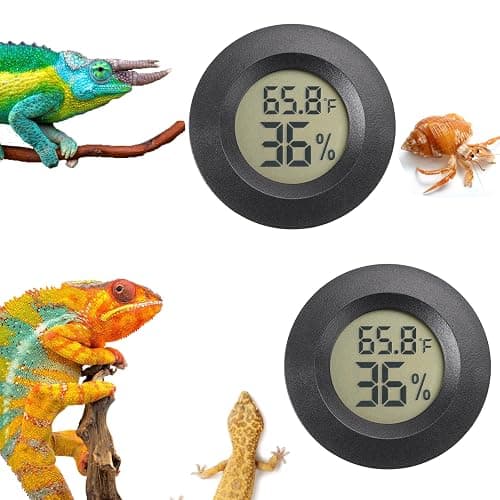 Reptile Thermometer and Humidity Gauge Digtal Terrarium Thermometer Circular Bearded Dragon Cage Accessories Reptile Temp and Humidity Gauge for Leopard Gecko Hermit Crab Gecko Lizard Etc 2pc - Image 1