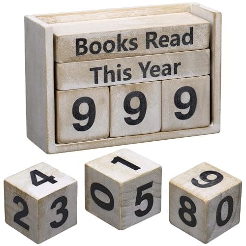 Yerliker Books Read This Year Counter Book Lover Gift up to 999 Bookish Accessories Bookworm Gift for Club Members Student Teacher Reading Accessories(Rustic) - Image 1