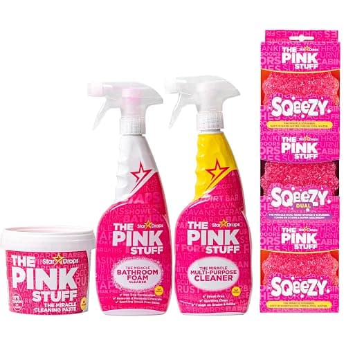 Stardrops – The Pink Stuff Ultimate Cleaning Pack – Miracle Cleaning Paste, Multi-Purpose Spray & Bathroom Foam – Cuts Grease, Removes Stains, Cleans Kitchens, Bathrooms, and More - Image 1