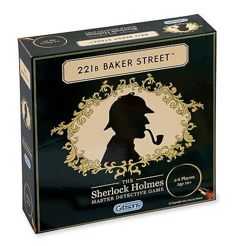 Gibsons 221B Baker Street Mystery Board Game – Solve 75 Sherlock Holmes Crimes. Ages 10+, 2–6 Players. Family & Party Strategy Game Night Fun - Image 1
