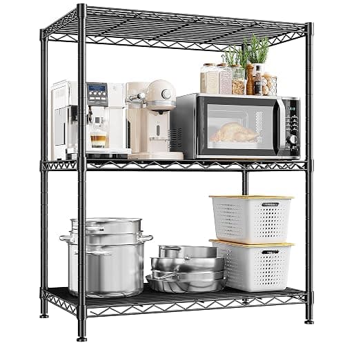 3-Tier | Adjustable | Wire Shelving Unit | Black | Heavy-duty - Image 1