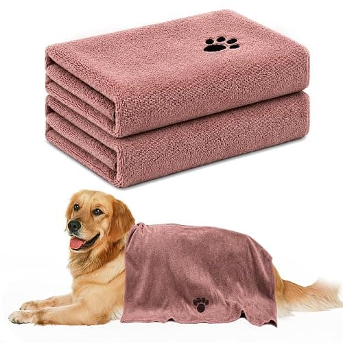Microfiber Dog Towels 2 Pack, Perfect Shower & Bath Supplies for Dogs | 40'' X 23.6'', Super Absorbent and Soft, Pet Grooming Towel, Perfect for Pets of Different Sizes, Grey + Brown - Image 1
