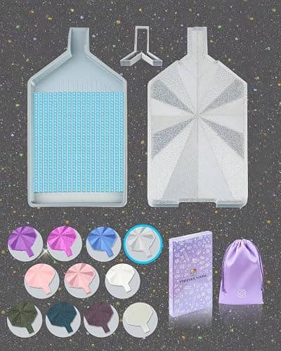 Silky Diamond Painting Tray with Lid, Diamond Painting Accessories, Diamond Art Tray with Prismatic Shine Lid, Diamond Art Accessories and Tools for 5D Diamond Painting Beads, Silky Silver - Image 1