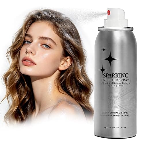 Glitter Hair Spray & Body Shimmer - Spray Glitter for Hair and Skin, Sparkling Glitter Hairspray with Face Glitter, Party Accessories for Stage, Festival, Prom & Costume Makeup, Silver, 3.53 Fl Oz - Image 1