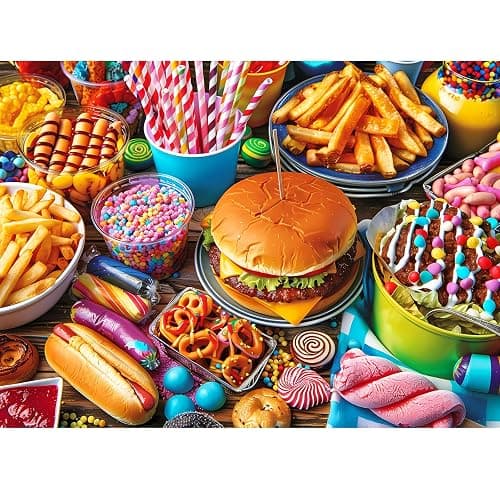 500 Piece Puzzle for Adults, Hamburger Jigsaw Puzzles, Youths Favorite Foods Puzzles 500 Pieces, Birthday and Barious Holiday Party for Family Kids and Adult, Funny Puzzle for Adults, 20.5x15 in - Image 1