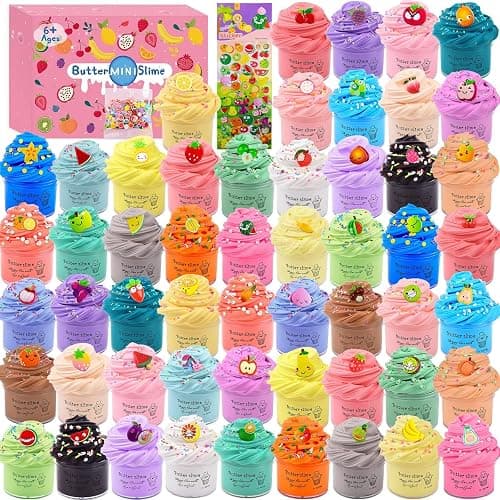 Slime Kit with 54 Pack Mini Butter Slime, Non-Sticky and Super Soft, for Girls 10-12, Fruit Slime Party Favors Kids, Birthday Gift, DIY Putty Toy Boys - 54pack - Image 1