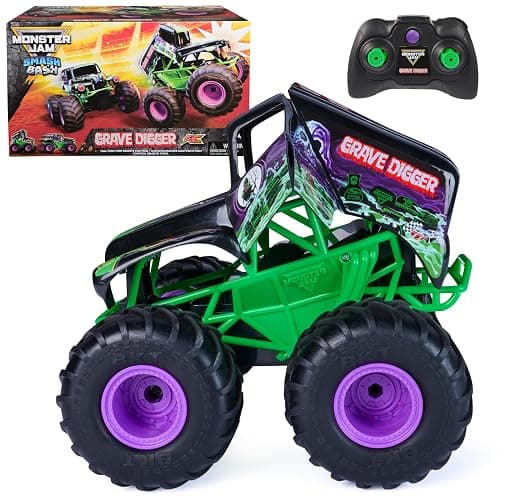 Monster Jam, Official Smash & Bash Grave Digger Remote Control Indoor & Outdoor Vehicle, 1:15 Scale Repairable Monster Truck, Kids Toys for Boy and Girls Ages 4 and up - Image 1