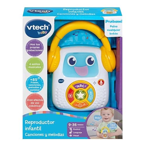 VTech-Baby Reproductor Infantil de Canciones y Melodías, con Grabadora de Voz y Luces Interactivas - Juguete Educativo en Español para Niños Pequeños, Control de Volumen y Asa para Llevar (80-607822) - Image 1