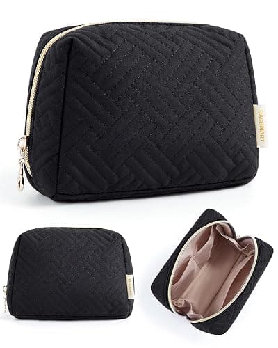 BAGSMART Small Makeup Bag, Travel Cosmetic Bag Make Up Pouch Small Travel Zipper Pouch,Water-resistant Toiletry Bag,Makeup Organizer Bag for Women, Black - Image 1
