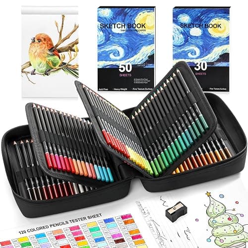 TMOL 120 Pack Colored Pencils for Adult Coloring Books, Soft Core Oil Based Color Pencils with Sketch Book, Color Book, Art Supplies with Zipper Case, Gifts for Adults, Artists, Professionals - Image 1