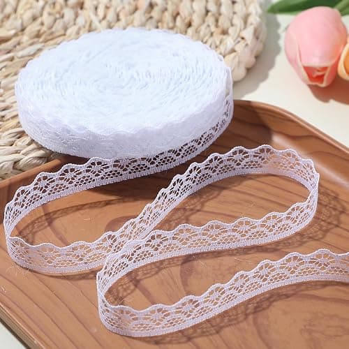 simarro White Lace Ribbon Roll, Fabric Vintage Pattern Roll Ribbons Lace Trim Sewing Crafts Lace for Gift DIY Wrapping Dress Decoration Wedding(30 Yards)(1) - Image 1