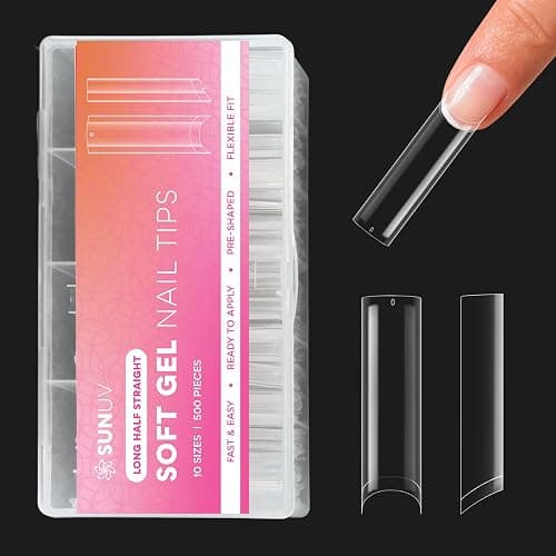 SUNUV Long Straight Nail Tips 500 PCS Extra Long Fake Nails Pre-shaped Half Cover Acrylic Press On Nails for Salon and DIY at Home - Image 1