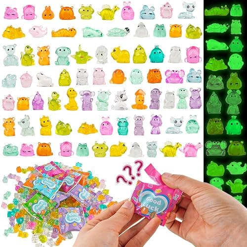 50 Pcs Glow in The Dark Mini Resin Animals Blind Bags, Mystery Figurines for DIY Crafts, Fairy Garden Decor, Dollhouse Accessories, Party Favors & Kids Surprise Gifts - Image 1