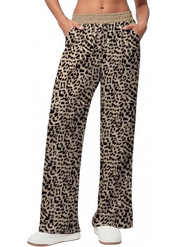Ekouaer Womens Wide Leg Pants for Women Elastic Waist Womens Casual Palazzo Pants Soft Comfy Pajama Pants with Pockets - Image 1