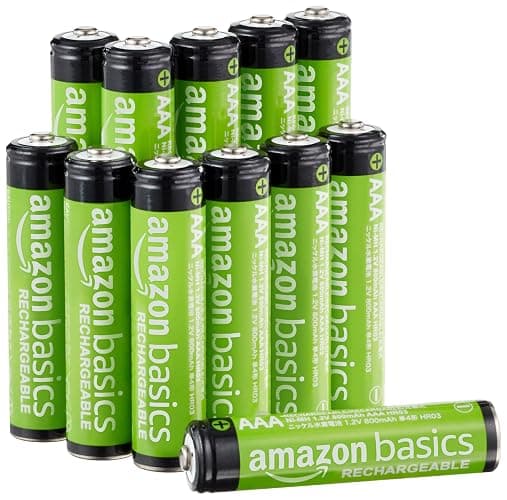 Amazon Basics 12-Pack Rechargeable AAA NiMH Performance Batteries, 800 mAh, 1.2V, Recharge up to 1000x Times, Pre-Charged - Image 1