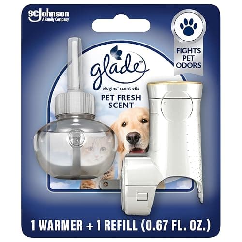 Glade PlugIns Refills Air Freshener Starter Kit, Pet Fresh Scent, Scented and Essential Oils for Home and Bathroom, 0.67 Fl Oz, 1 Warmer + 1 Refill - Image 1