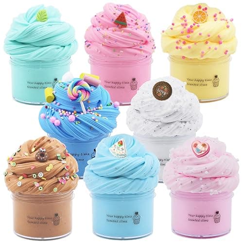 8 Pack Butter Slime Kit for Girls,Party Favors Stretchy and Non-Sticky, Stress Relief Toy for Boys,Soft DIY Slime for Kids - Image 1