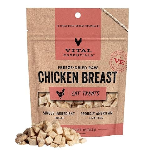 Vital Essentials Chicken Breast Cat Treats, 1 oz | Freeze-Dried Raw | Single Ingredient | Grain Free, Gluten Free, Filler Free - Image 1