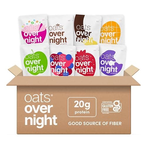 Oats Overnight Fruit Variety Pack - High Protein, High Fiber Breakfast Protein Shake - Gluten Free Oatmeal, Non GMO High Protein Oatmeal - Fruity Cereal, Chocolate Covered Banana & More (8 Pack) - Image 1