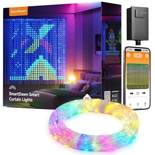 SmartDawn 400 RGBIC LEDs Smart Curtain Lights with DIY GIF, 6.6x6.6ft Color Changing Holiday Wall Lights with APP, IP65 Waterproof Christmas String Fairy Lights for Indoor Outdoor Bedroom Window - Image 1