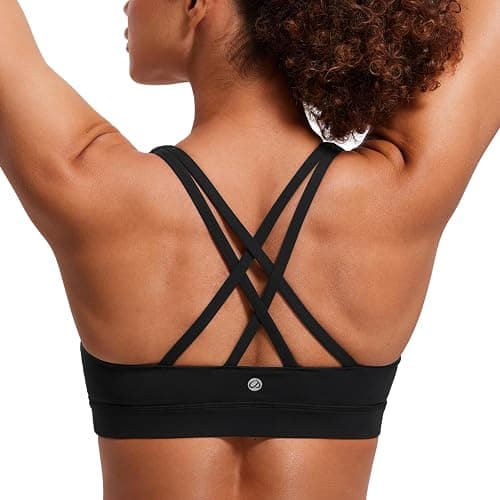 CRZ YOGA Womens Naked Feeling Strappy Sports Bra - Padded Fitness Workout Top Criss Cross Back Yoga Cami - Image 1