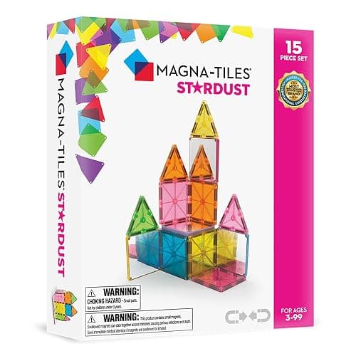 Magna-Tiles Stardust Set - Die Original Magnetische Baufliesen für Kreatives Offenes Spielen, Lernspielzeug für Kinder ab 3 Jahren (15 Stück inklusive Glitzer und Spiegel), Mehrfarbig, 15 Piece - Image 1