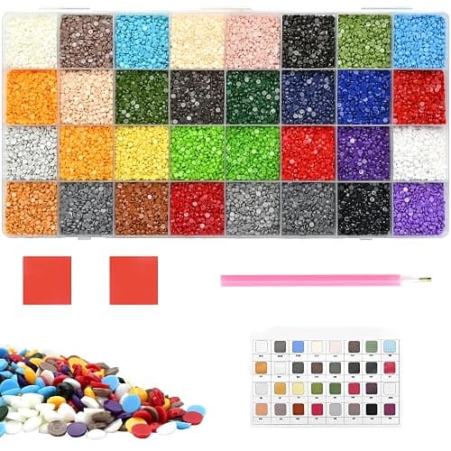 32000 PCS 32 Color Diamond Art Painting Beads Kit with Storage Box, Flat Bottom Round Resin Rhinestones for 5D Diamond Painting Accessories, Round Drills for DIY Diamond Art Crafts - Image 1