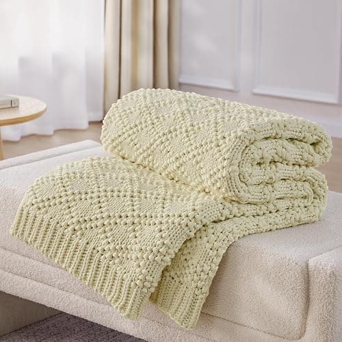 Anysay Knitted Weighted Blanket for Adult, Chunky Knit Weighted Throw for Sleep 60"*80" 20lbs, Cooling Breathable Machine Washable Heavy Blanket for Room Decor (Cream White, Queen) - Image 1