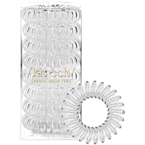 Kitsch Spiral Hair Ties for Women, Coil Hair Ties for Thick Hair, No Crease Hair Tie, Spiral Hair Ties No Damage, Hair Coils & Phone Cord Hair Ties for Thin Hair, Hair Ties Spiral, 8pcs (Transparent) - Image 1