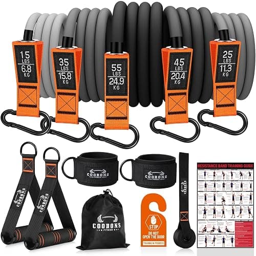 Resistance Bands with Handles, 175lb Exercise Bands for Working Out, Fitness Bands, Workout Bands with Door Anchor and Ankle Straps, Physical Therapy, Yoga, Strength Training Home Gym Equipment - Image 1
