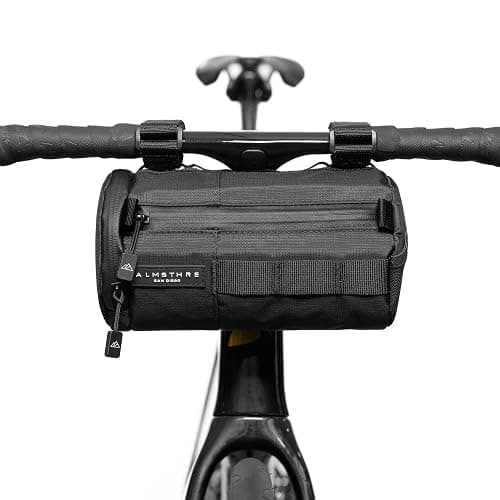 ALMSTHRE Signature Bar Bag – Midnight Black | Hard-Shell Bike Handlebar Bag with Waterproof Zippers & Adjustable Straps | Lightweight Bicycle Handlebar Bag, Compatible with Road, Gravel & MTB Bikes - Image 1
