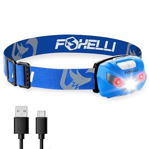 Foxelli USB-C Rechargeable LED Headlamp – Super Bright, Lightweight Head Lamp for Running, Camping, Hiking & Work – Comfortable Fit for Adults & Kids - Image 1